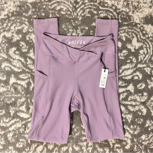 Wolven Lavender Crossover Pocket Leggings NWT XS - Picture 6 of 12